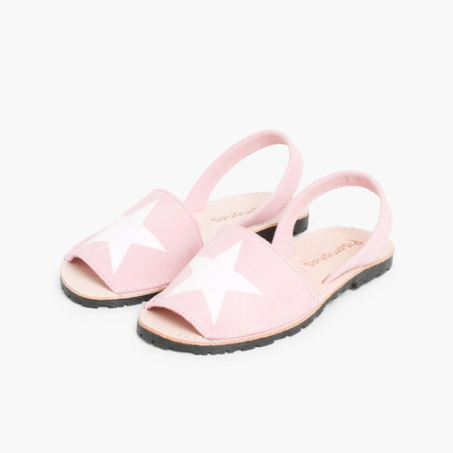 Menorquinas Avarcas Nobuck con Estrella Rosa