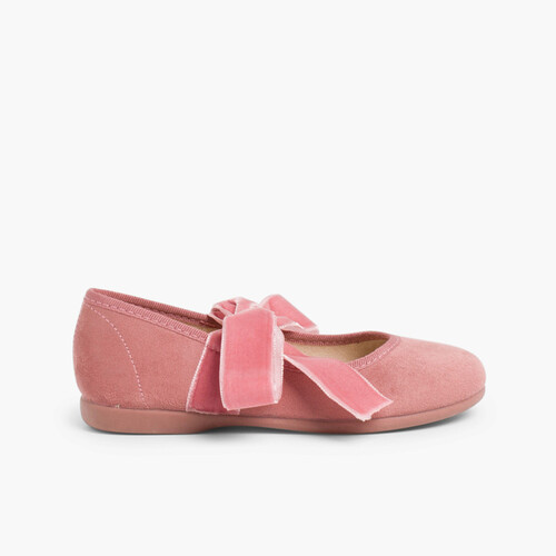 Merceditas con lazo de terciopelo Rosa