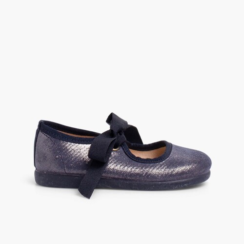 Merceditas Brillos con Lazada Azul Marino