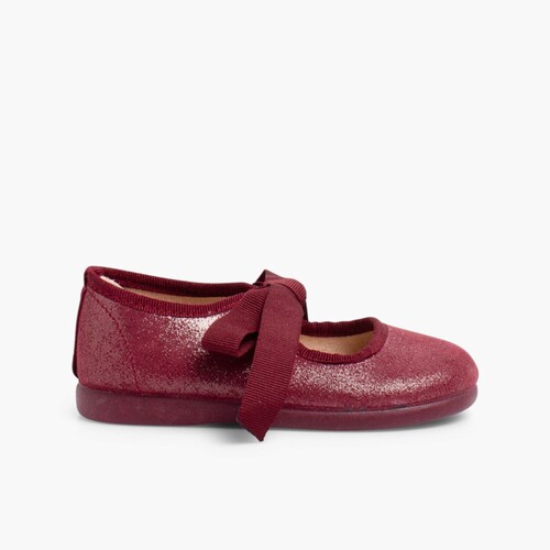 Merceditas Brillos con Lazada Burdeos