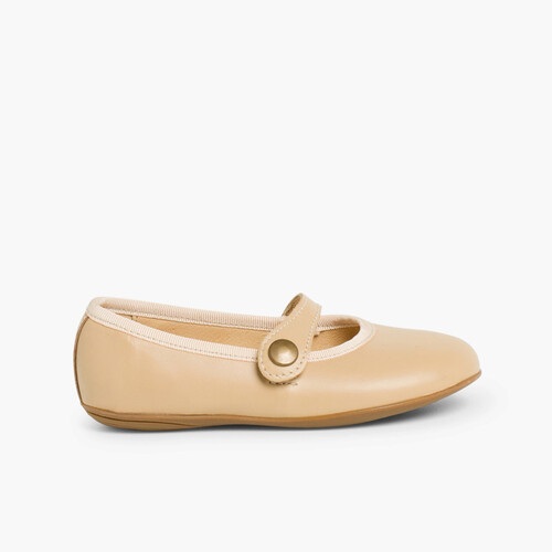 Merceditas Niña Piel Colores Camel