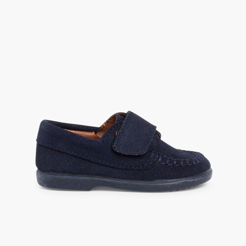 Mocasines Niños Serraje tira adherente    Azul Marino