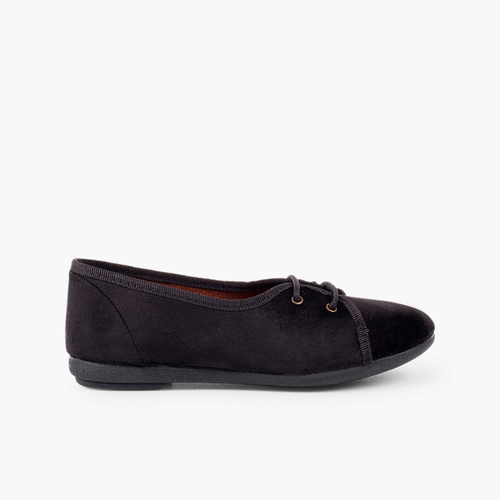 Blucher niña terciopelo salón Negro