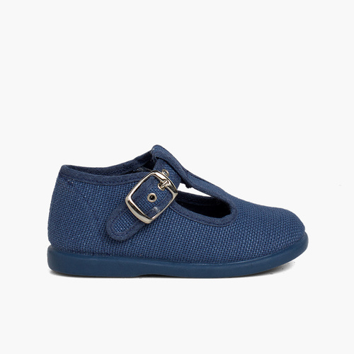 Pepitos Niño Lino con Hebilla Azul Azafata