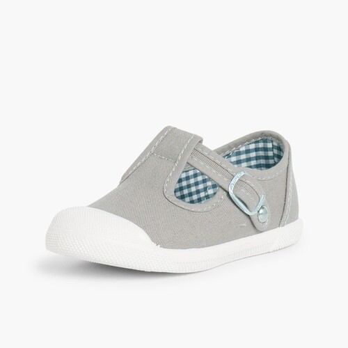 Zapatillas Lona Niños Puntera Goma Tipo Pepitos Gris