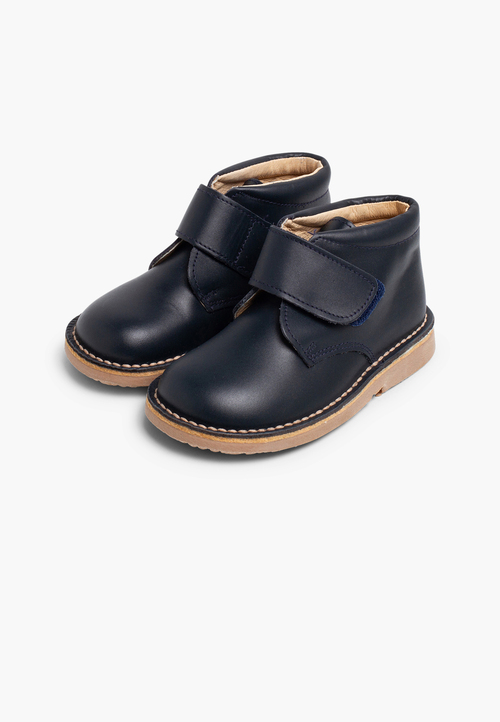 Pisacacas Piel Botas Colegio con cinta adhesiva  Azul Marino