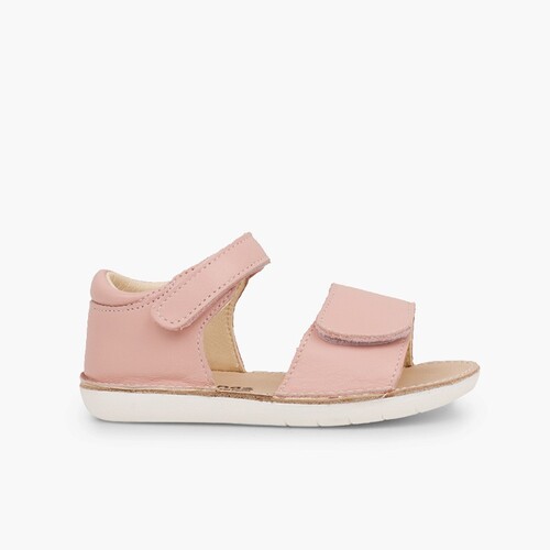 Sandalias primeros pasos niña doble tira adherente Rosa