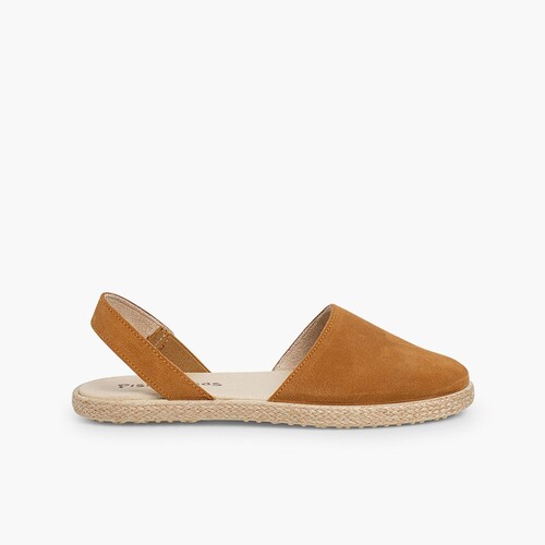 Sandalias Cerradas Mujer y Niña Serraje  Camel