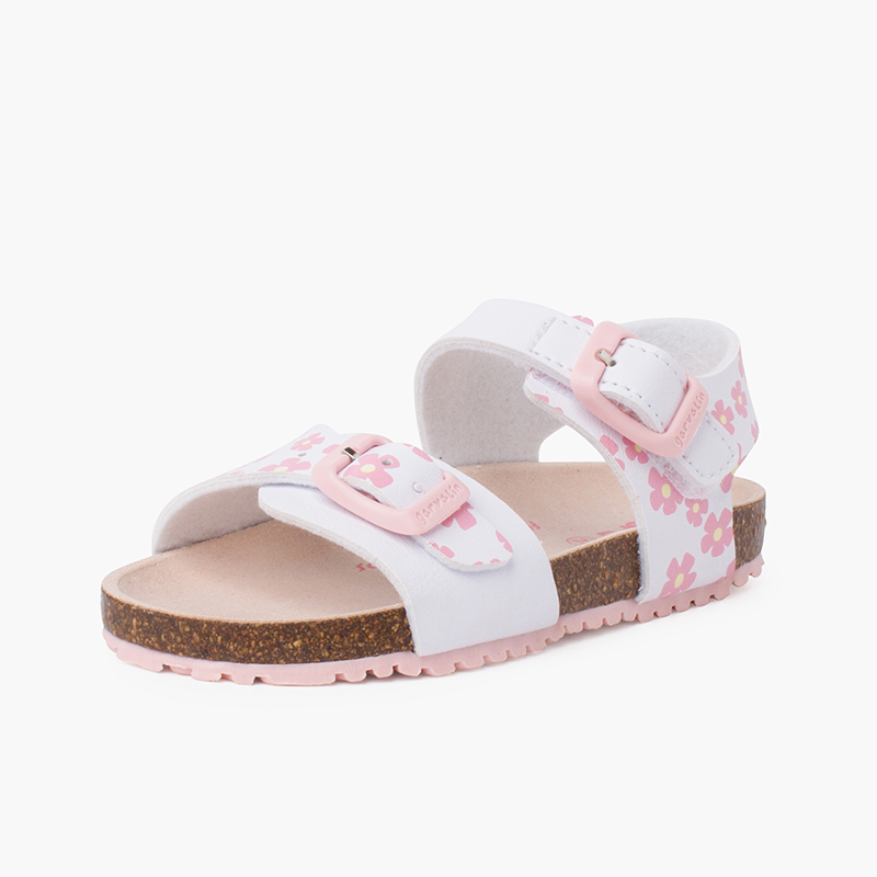 Sandalias niña con estampado de flores y suela bio