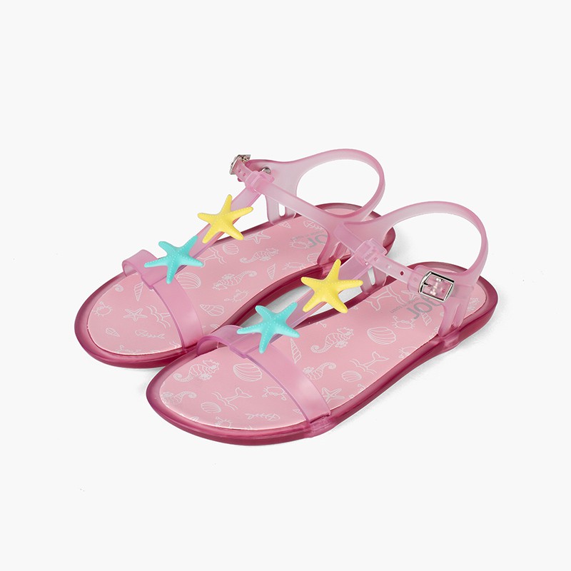 Sandalias Goma Niña Estrellas de Mar Fucsia