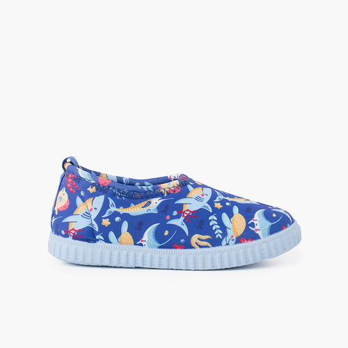 Zapatilla cerrada tipo neopreno dibujos Azul