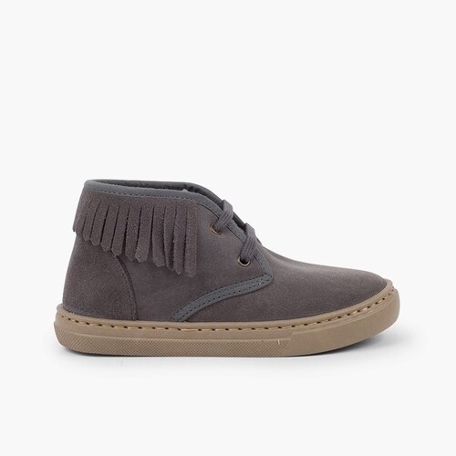 Zapatillas altas con flecos para niños Gris