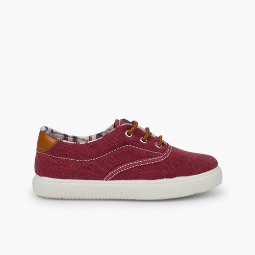 Zapatillas Contraste de Lona y Cordones Granate