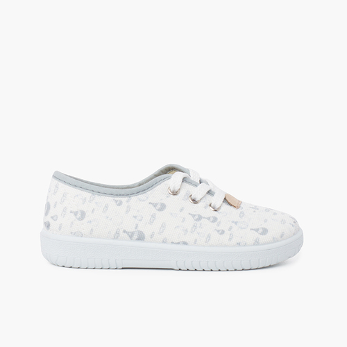 Zapatillas cordones niños lona globitos Gris