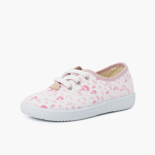 Zapatillas cordones niños lona globitos Rosa