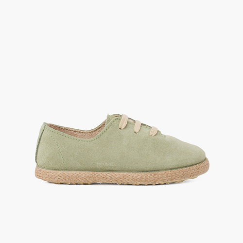 Zapatillas Cordones Serraje y Yute Niños Verde