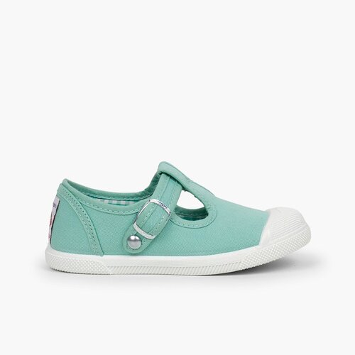 Zapatillas Lona Niños Puntera Goma Tipo Pepitos Verde Menta