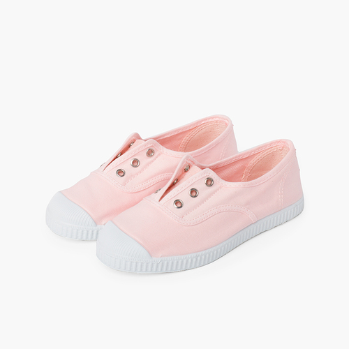 Zapatillas Lona Punta Goma Sin Cordones Rosa Bebé