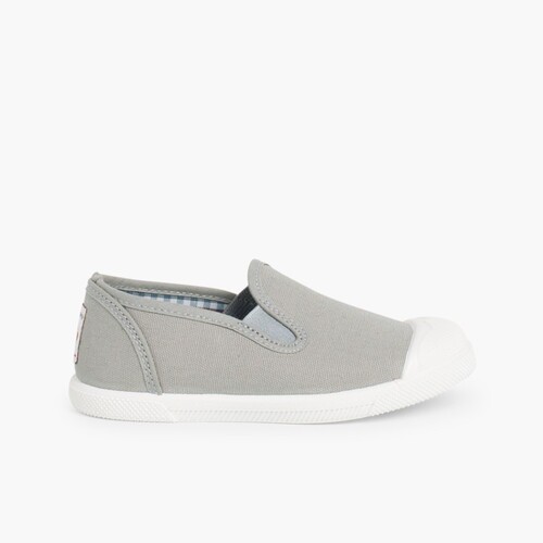 Zapatillas Lona sin Cordones con Elásticos Laterales Gris