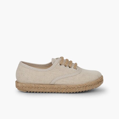 Zapatillas niños suela y cordones yute Beige