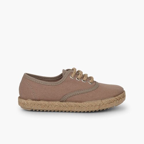 Zapatillas niños suela y cordones yute Tostado