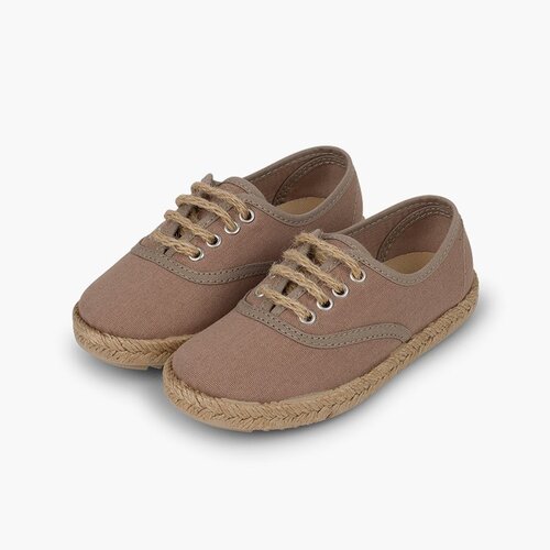 Zapatillas niños suela y cordones yute Tostado