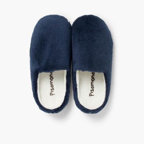 Zapatillas Casa Pelo Suave Azul Marino