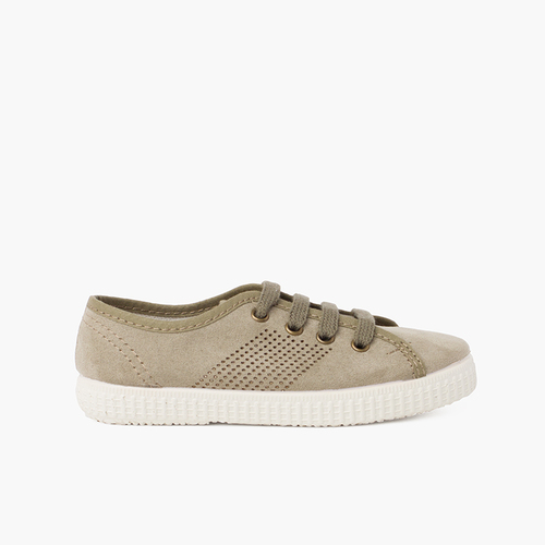 Zapatillas Veganas Niños Plantilla Antibacteriana Verde Militar