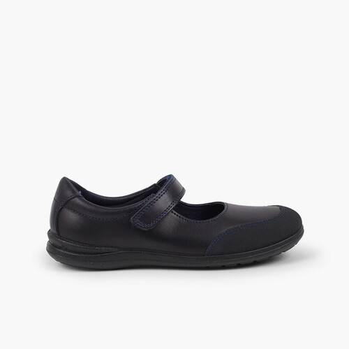 Zapatos Colegiales Lavables Niña Merceditas Puntera Reforzada  Azul Marino