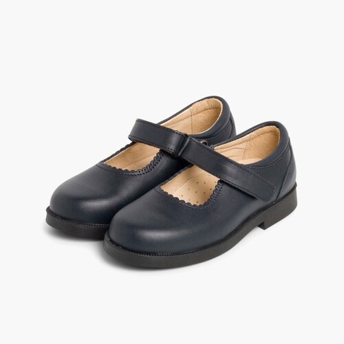 Zapatos Colegiales Merceditas Niña tira adherente    Azul Marino