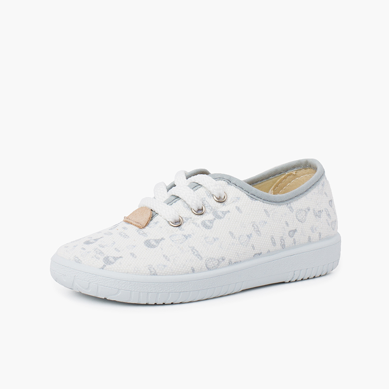 Zapatillas cordones niños lona globitos Gris