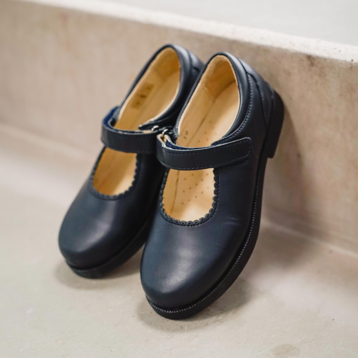 Girls Riptape Mary Jane School Shoes made in Spain