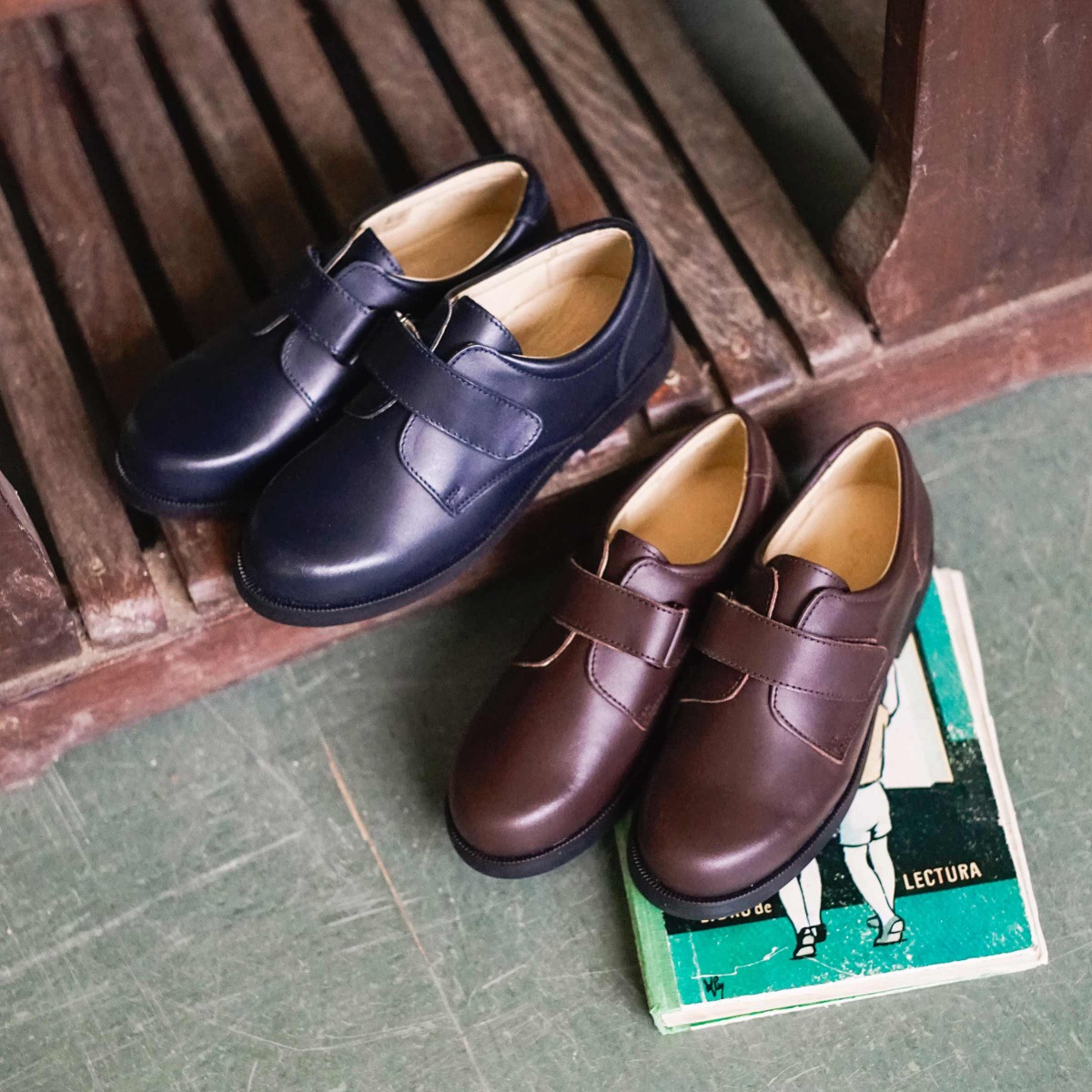 Chaussures d'école à scratch pour Garçon Pisamonas